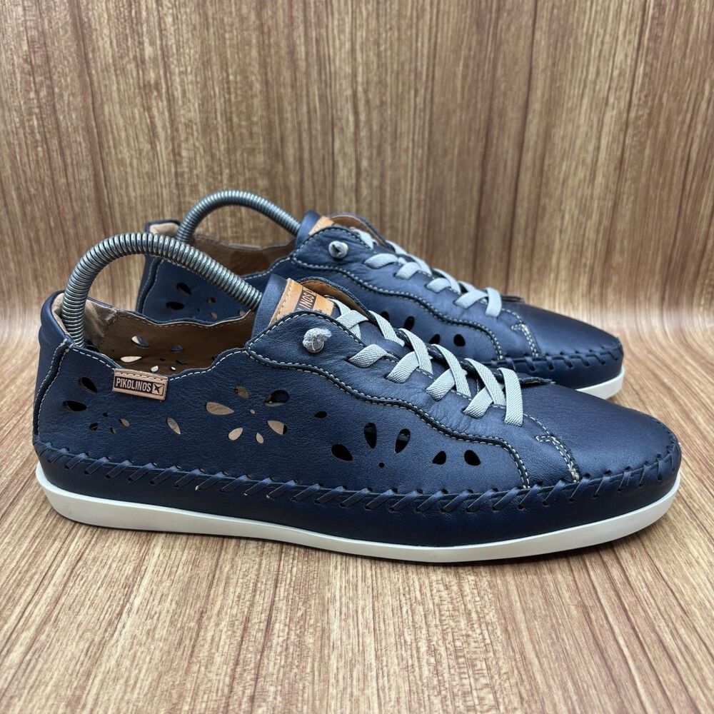 PIKOLINOS SOLLER WOMEN'S BLUE EU 42‎ US SIZE 11.5-12 CALFSKIN LEATHER SLIP ON